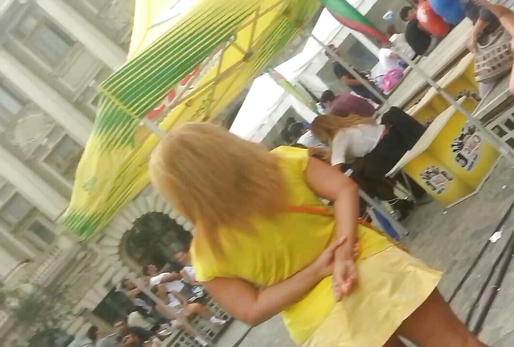 7P Spy blonde hot skirt and feet romanian