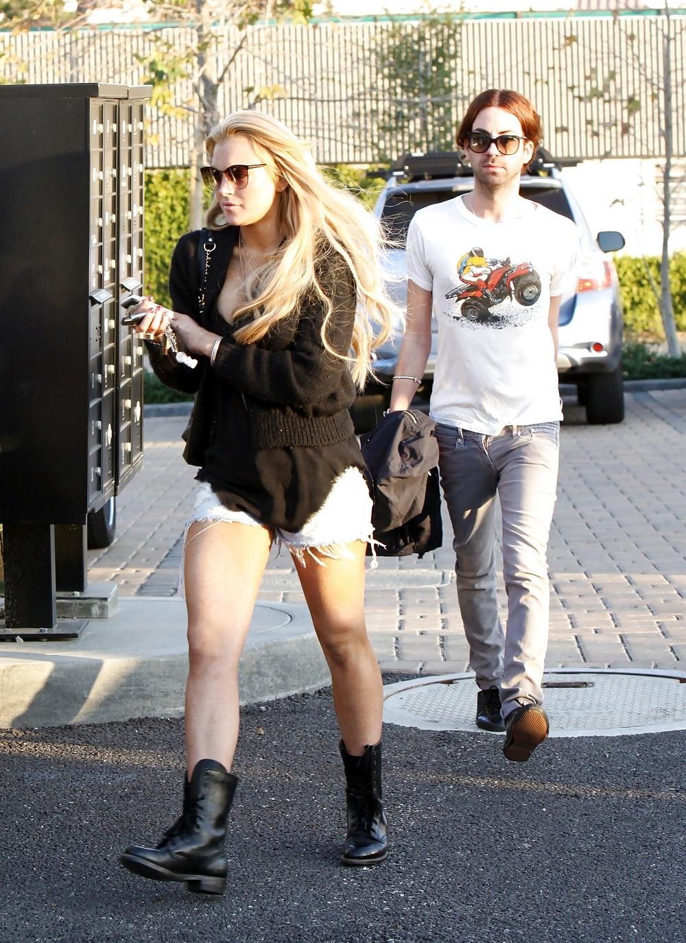 15P Lindsay Lohan Cleavage Candids in Malibu