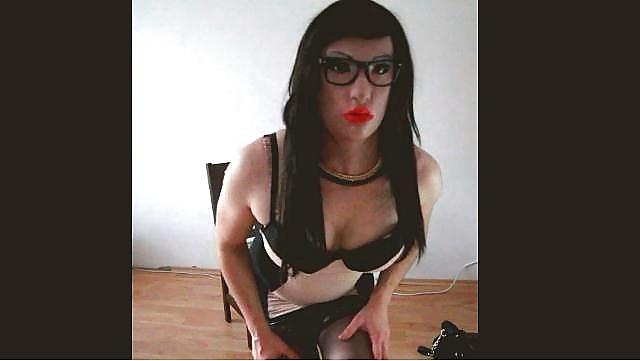 18P Hot Tranny ejaculation in sexy Lingerie
