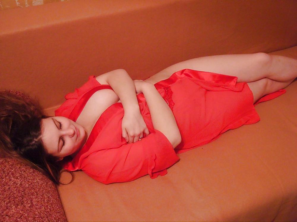 25P Cute chubby in red lingerie