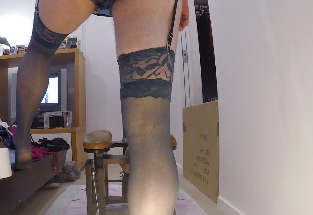 21P JORGINA - BLACK STOCKINGS RIDING A MONKEY ROCKER!
