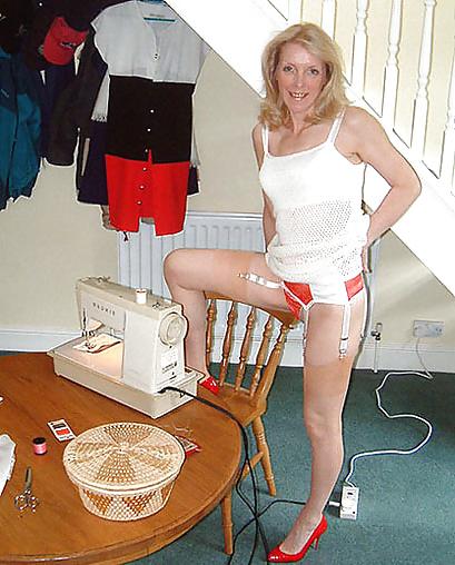 24P Mature leggy lady shops sews