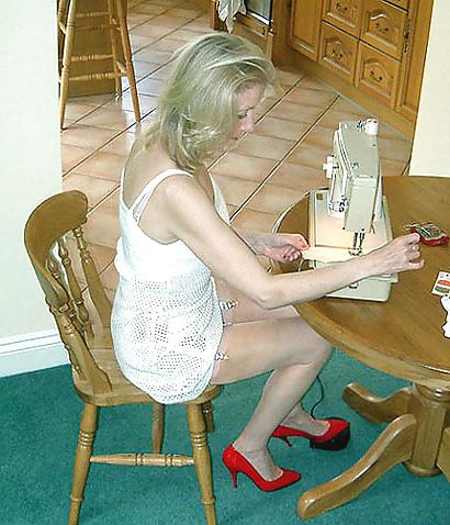 24P Mature leggy lady shops sews