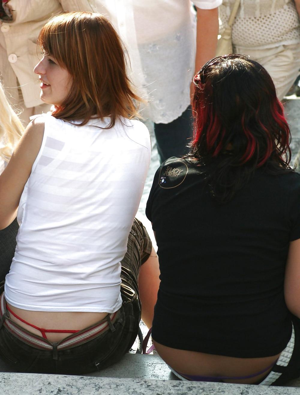 25P Visible Thongs in Public