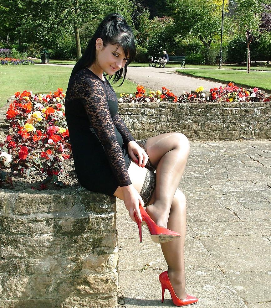 15P Sexy red heels and stockings 