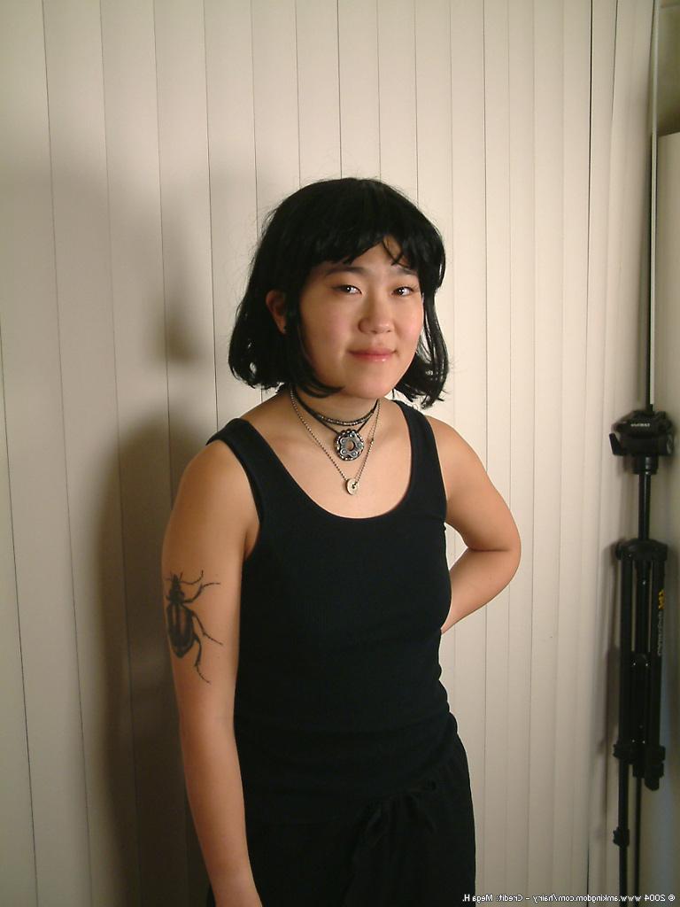 16P Slender amateur Asian Cady puts her hairy coochie under scrutiny