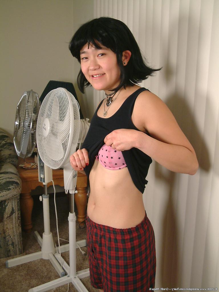16P Slender amateur Asian Cady puts her hairy coochie under scrutiny