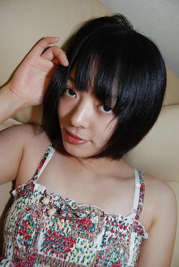 16P Brunette asian teen Haruka spreading her legs and pussy too