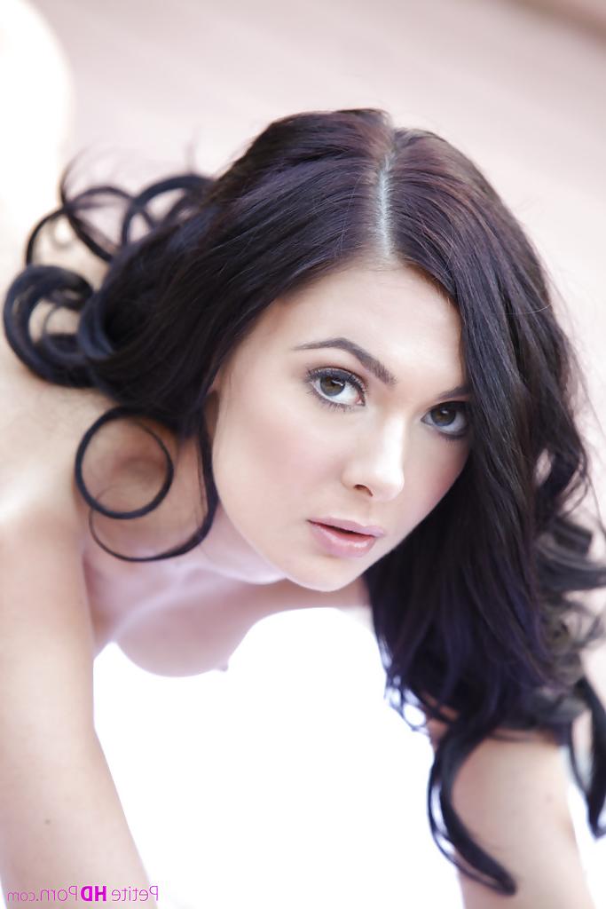 16P Gorgeous brunette babe Marley Brinx playing with nice natural boobs