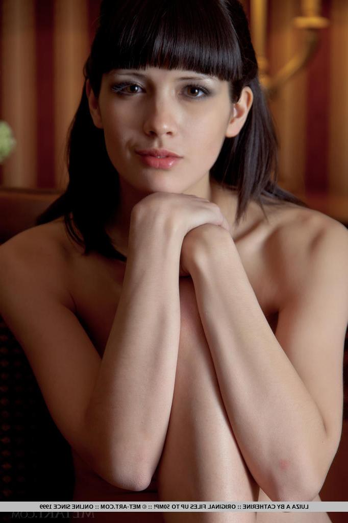 18P Fully clothed brunette Luiza A revealing tiny tits and hard nipples