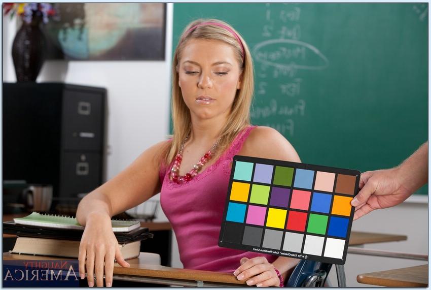 16P Petite teen Ally Kay strips in classroom and spreads her pussy