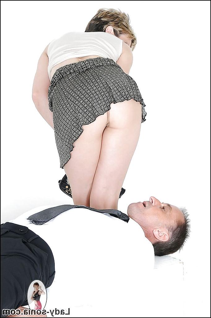 13P Mature femdom on high heels has some fully clothed fun with her male pet