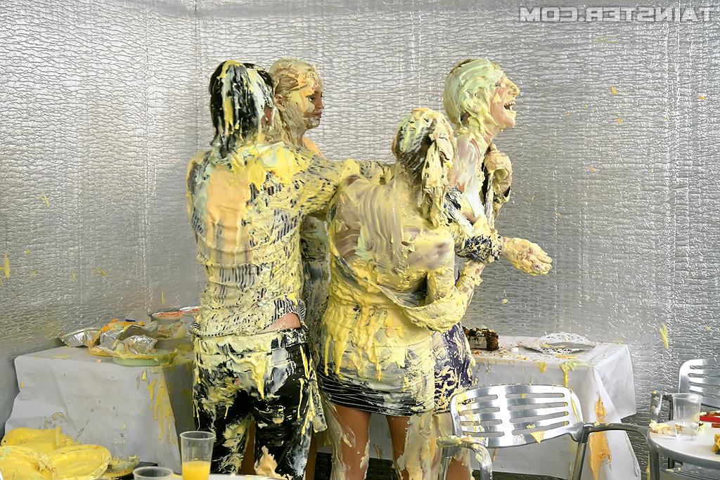 16P Fuckable fetish gals with long legs are into messy foodplay action
