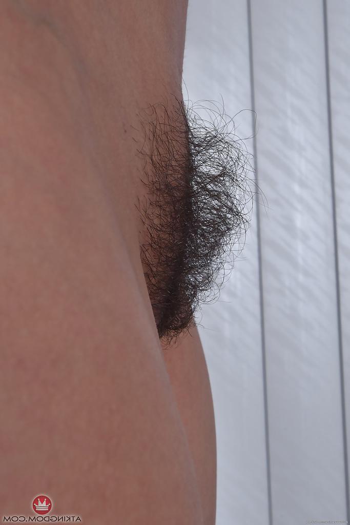 16P Older brunette solo girl Sheena Ryder flaunting hairy bush in stockings
