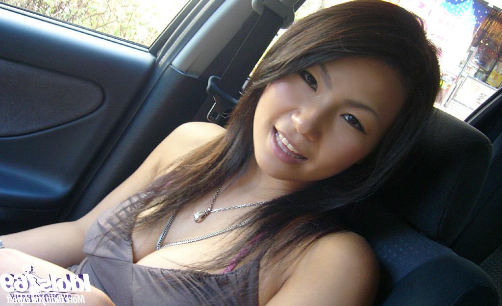 16P Smiley asian cutie flashing her tempting breast with sweet nipple