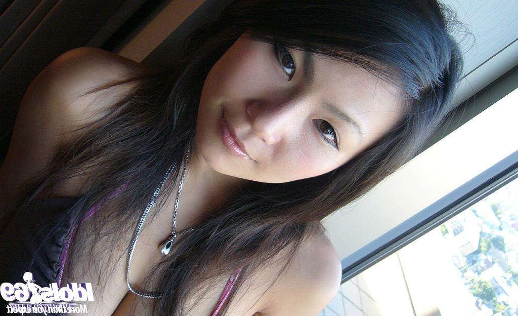 16P Smiley asian cutie flashing her tempting breast with sweet nipple