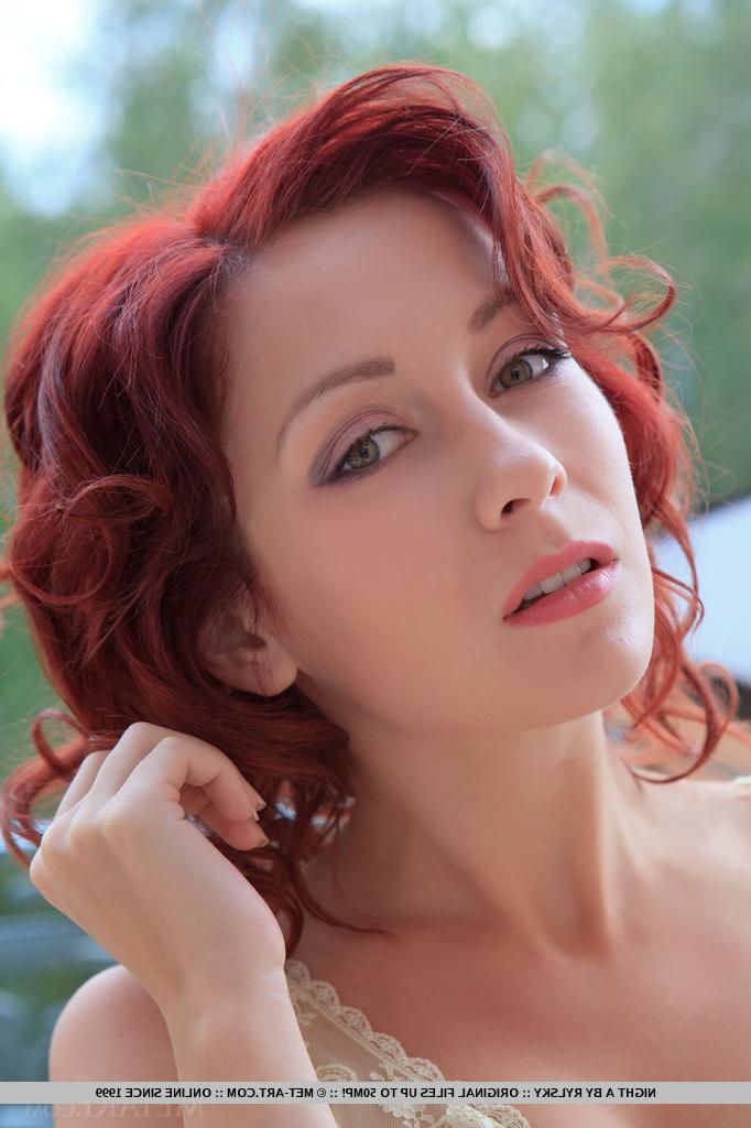 18P Charming redhead looker Night spreads her orgasmic pink slit
