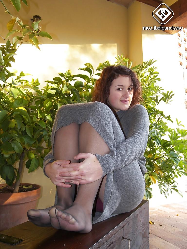 16P Ylenia knows how to seduce boys with just her sexy feet in pantyhose