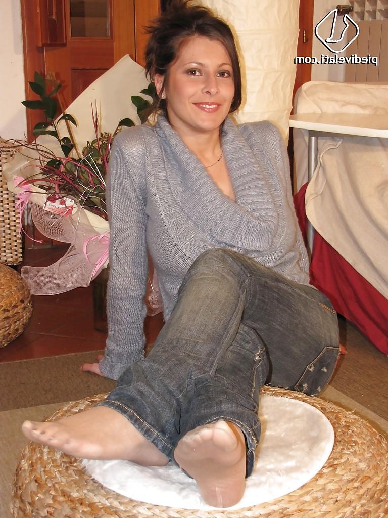 16P Big tit foot fetish model Elena has her pantyhose on