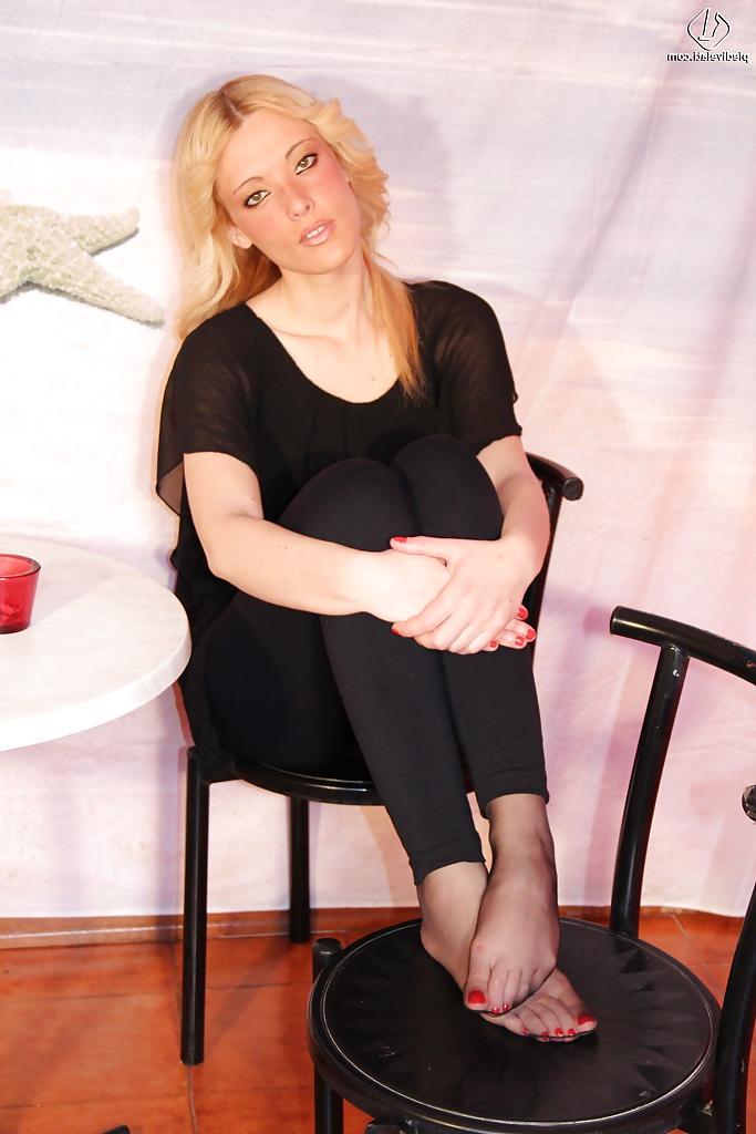 16P This sexy blonde babe Christelle is up for some foot fetish