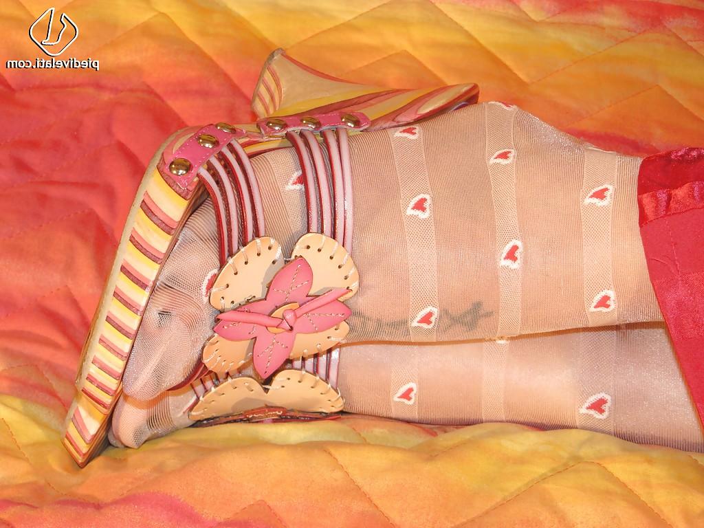 16P Blonde slut Marlene adores foot fetish and her new pajamas