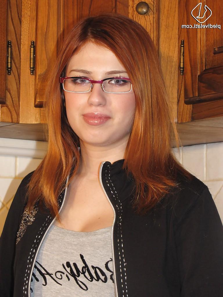 16P Foot fetish girl in glasses Eva showing these magnificent legs
