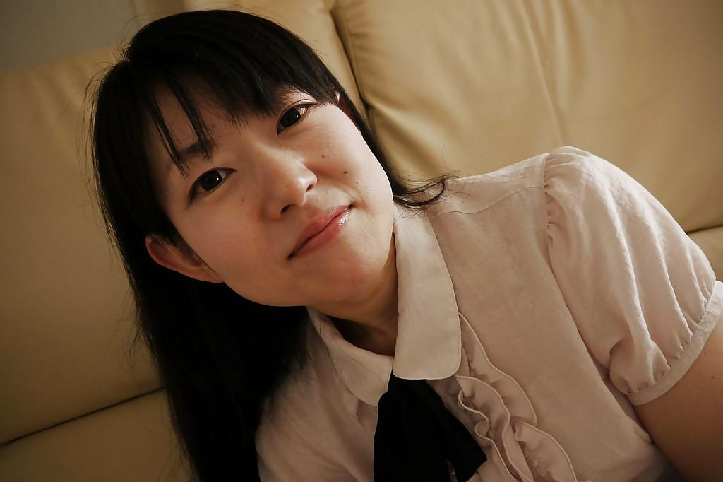 16P Asian Milf babe Ayane Ikeuchi posing in schoolgirl uniform and hose