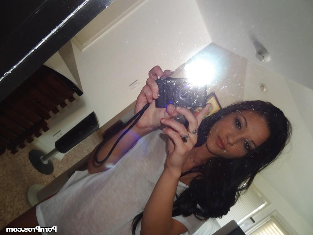 16P Gorgeous brunette teen Morgan Brooke shows her ass while she does self shots