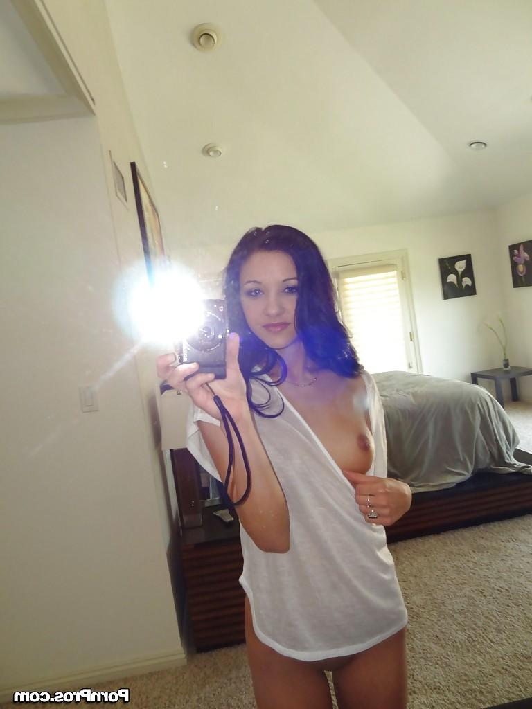 16P Gorgeous brunette teen Morgan Brooke shows her ass while she does self shots