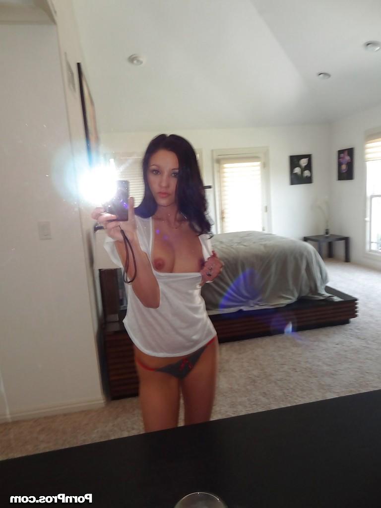 16P Gorgeous brunette teen Morgan Brooke shows her ass while she does self shots