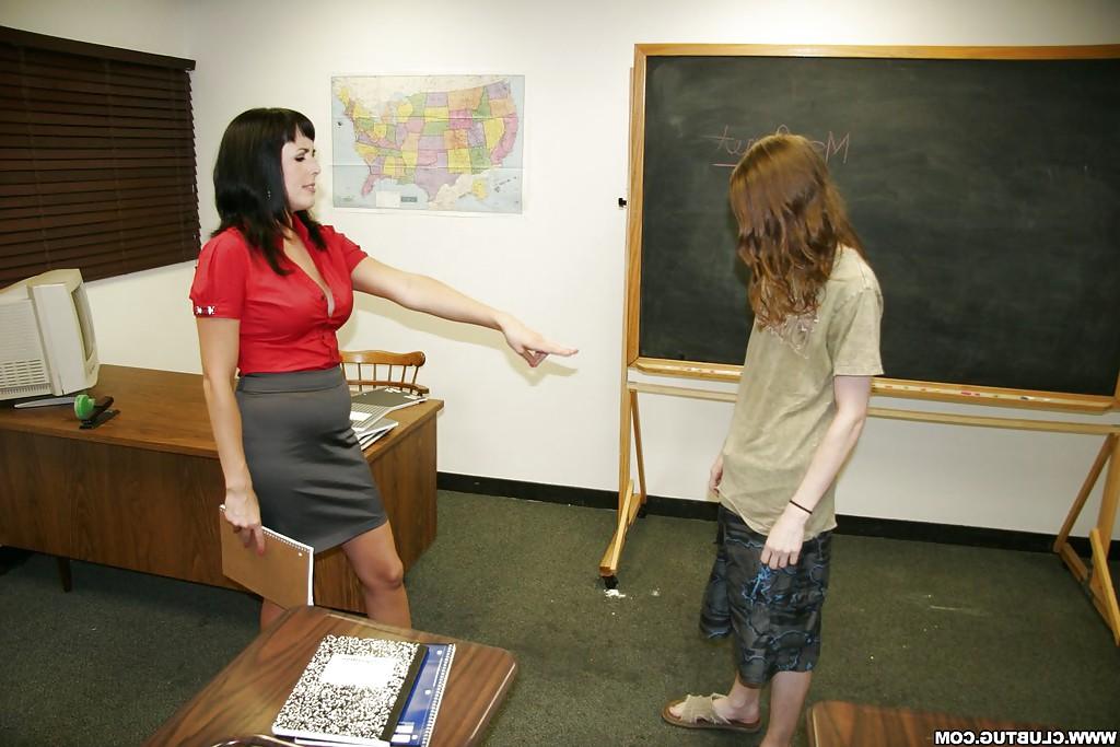 16P Sassy teacher with tempting bosoms gives a flawless handjob