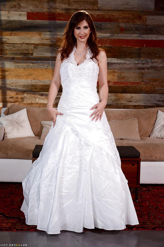 16P Brunette MILF Karina White showing off spread pussy after doffing wedding gown