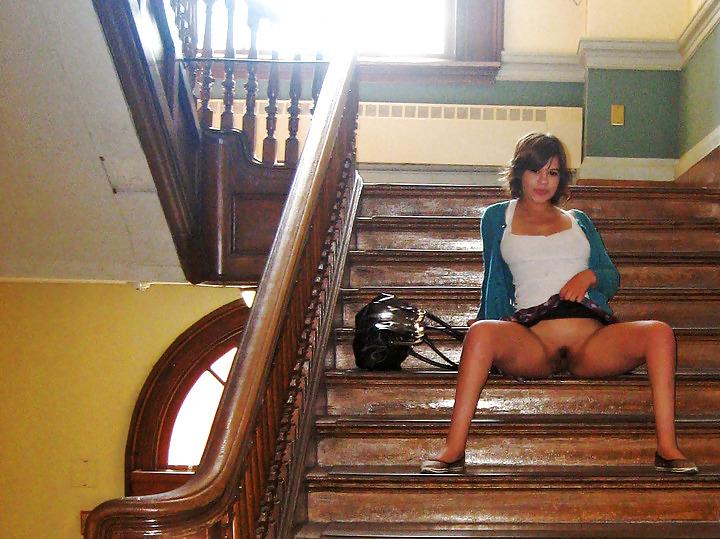 4P Young Slut Flashing in Public