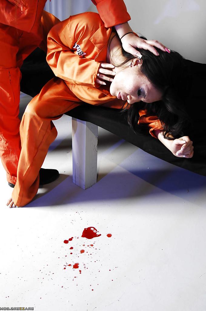 16P Stunning asian wife Asa Akira gangbanged by officers in prison