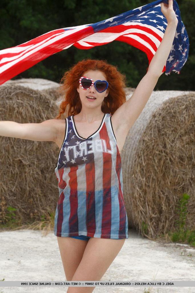 18P Redhead teen Adel C celebrates indepdence day with nudity