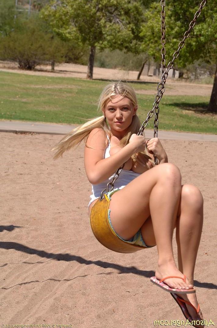 20P Pictures of Alison Angel being naughty at a park