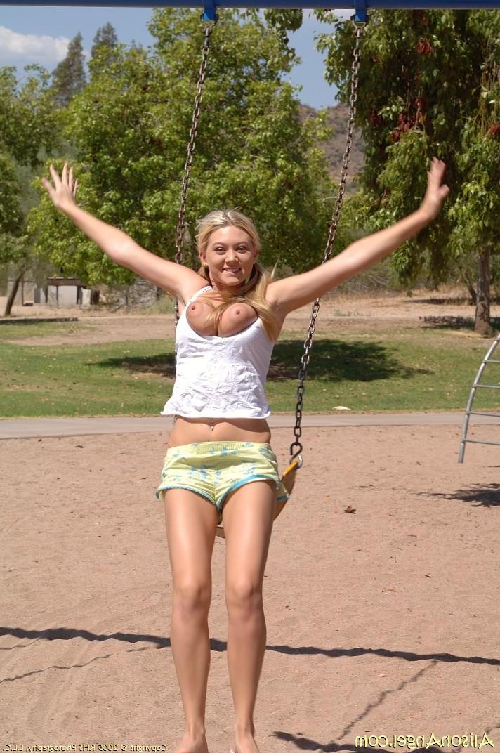 20P Pictures of Alison Angel being naughty at a park
