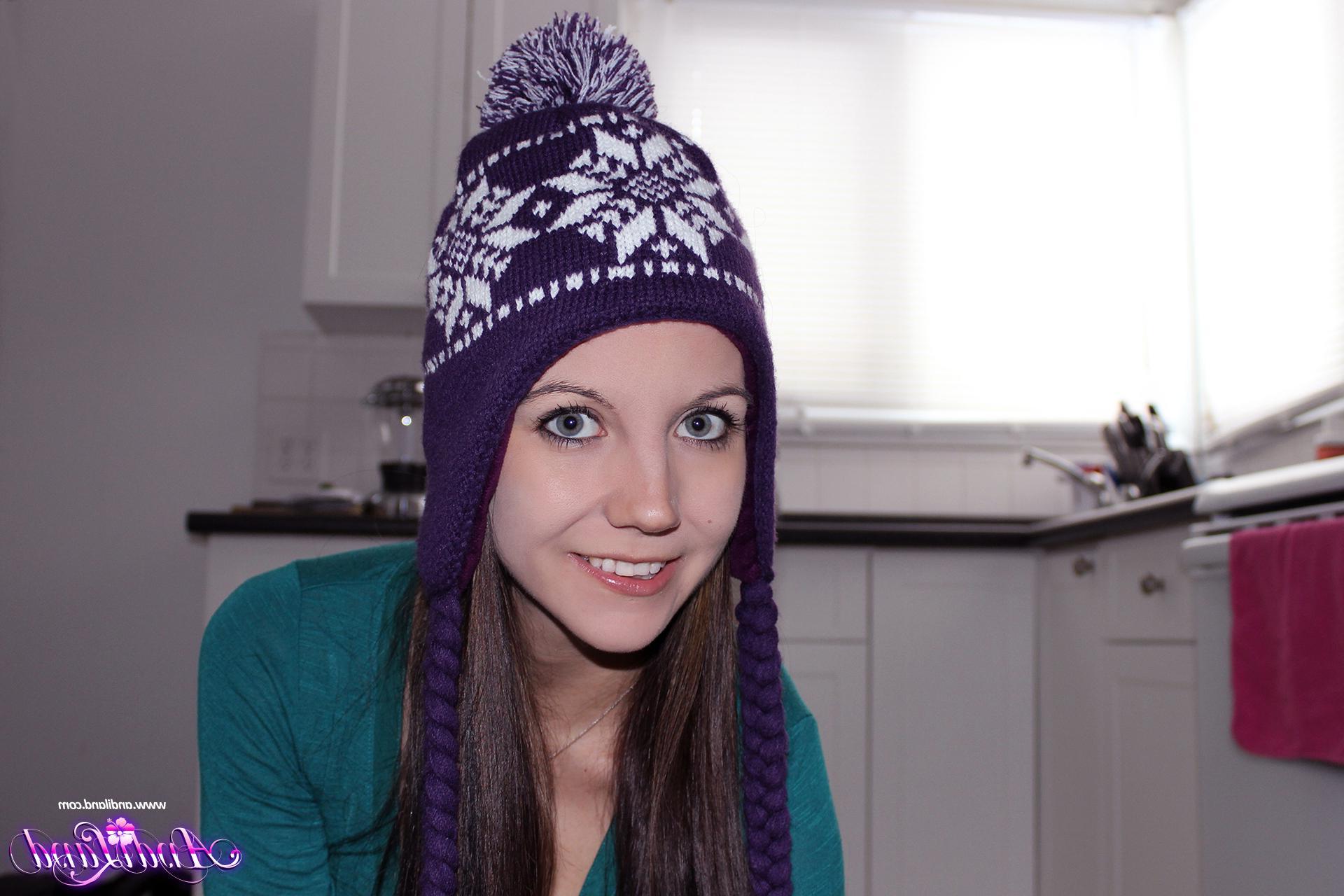 15P Andi Land strips and teases in her winter toque and socks
