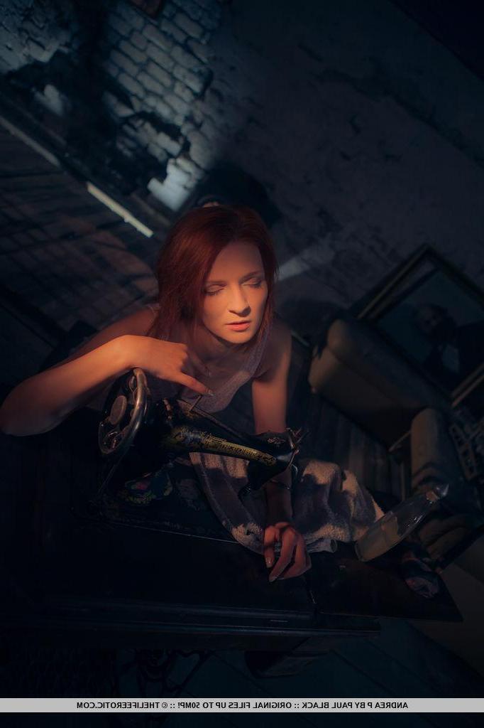 16P Gothic model Andrea P gets dark and kinky