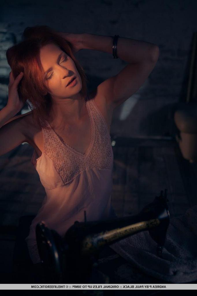 16P Gothic model Andrea P gets dark and kinky