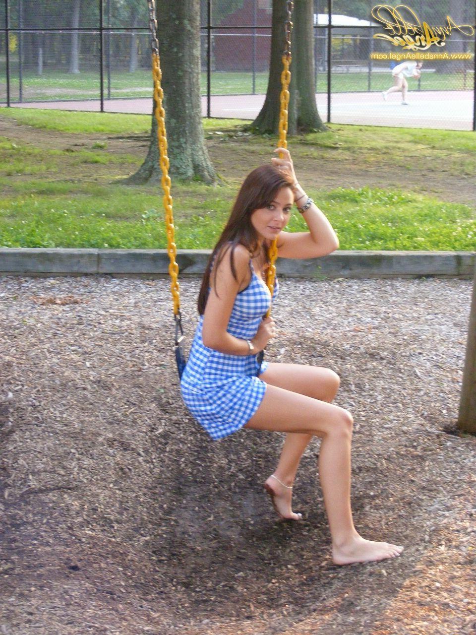 16P Pictures of Annabelle Angel being naughty in a park