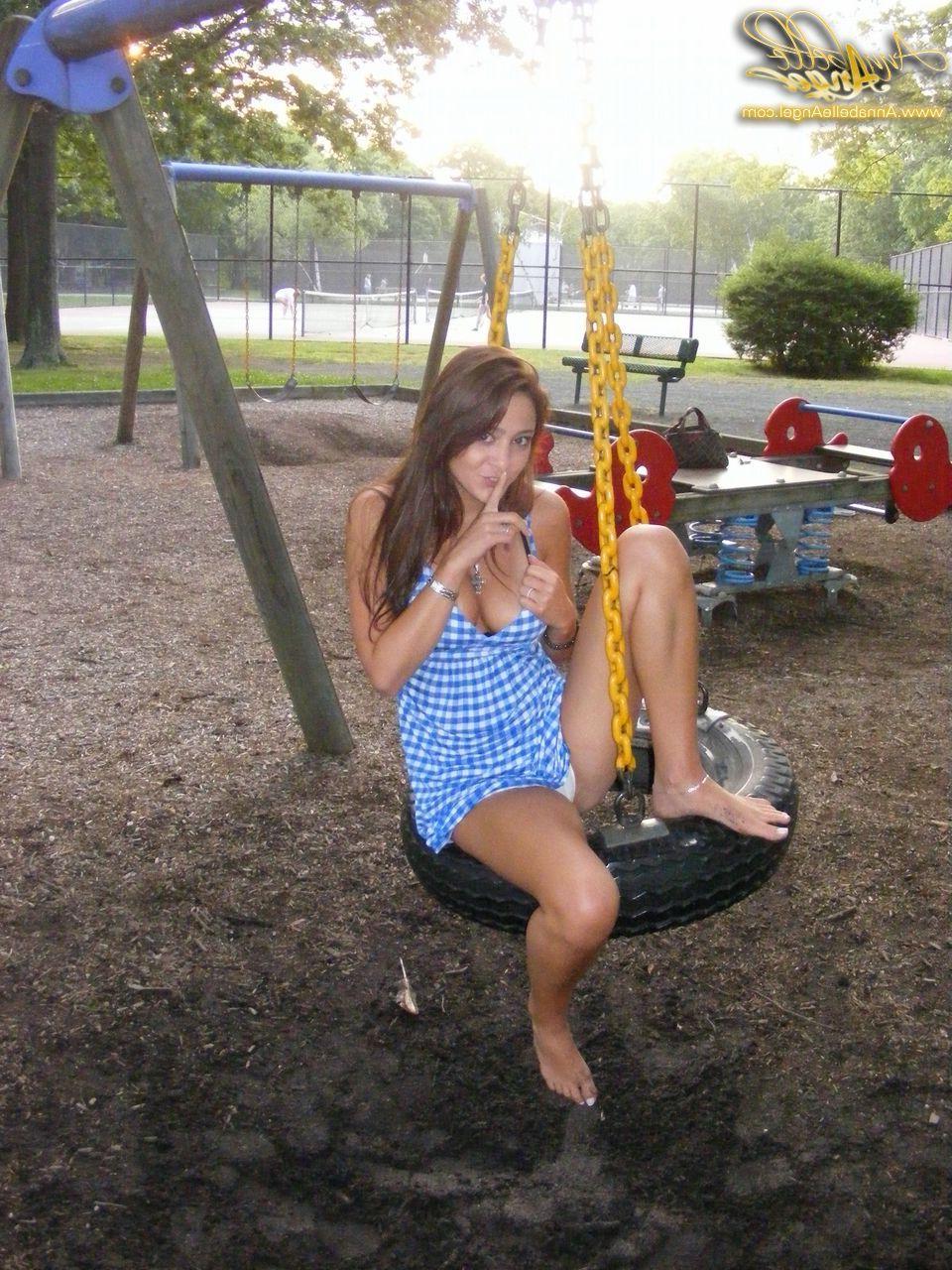16P Pictures of Annabelle Angel being naughty in a park
