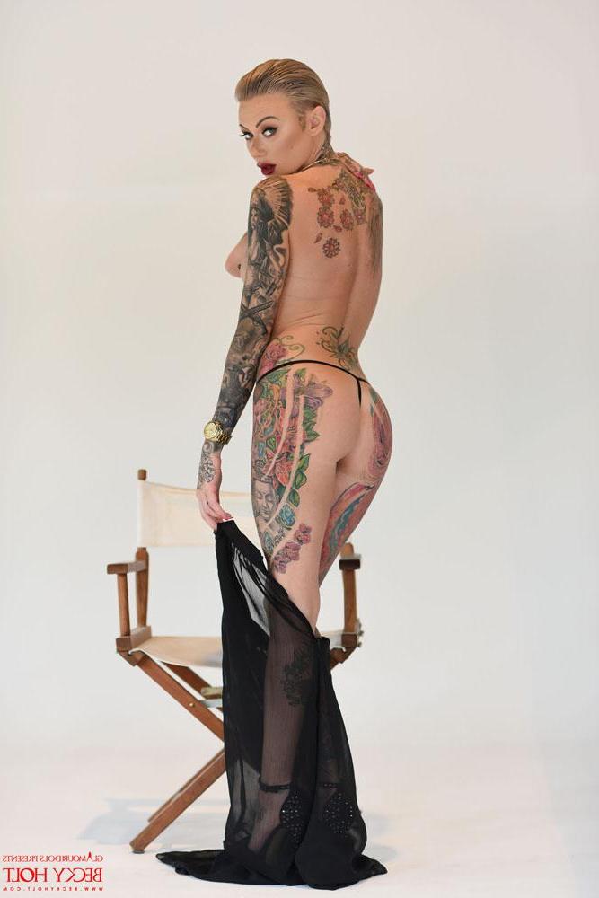 12P Becky Holt shows off her new short hair in her black see thru pants