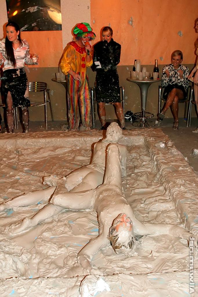 16P Hot ass fetish gals Eliss Fire & Lexxis Brown are into messy mud wrestling