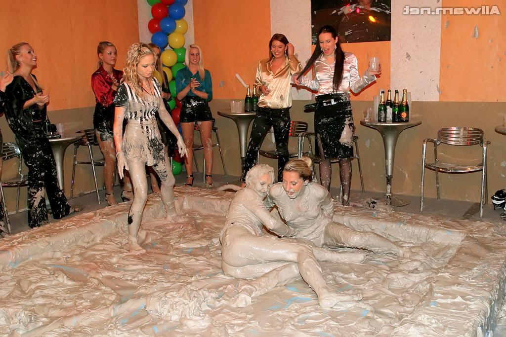 16P Hot ass fetish gals Eliss Fire & Lexxis Brown are into messy mud wrestling