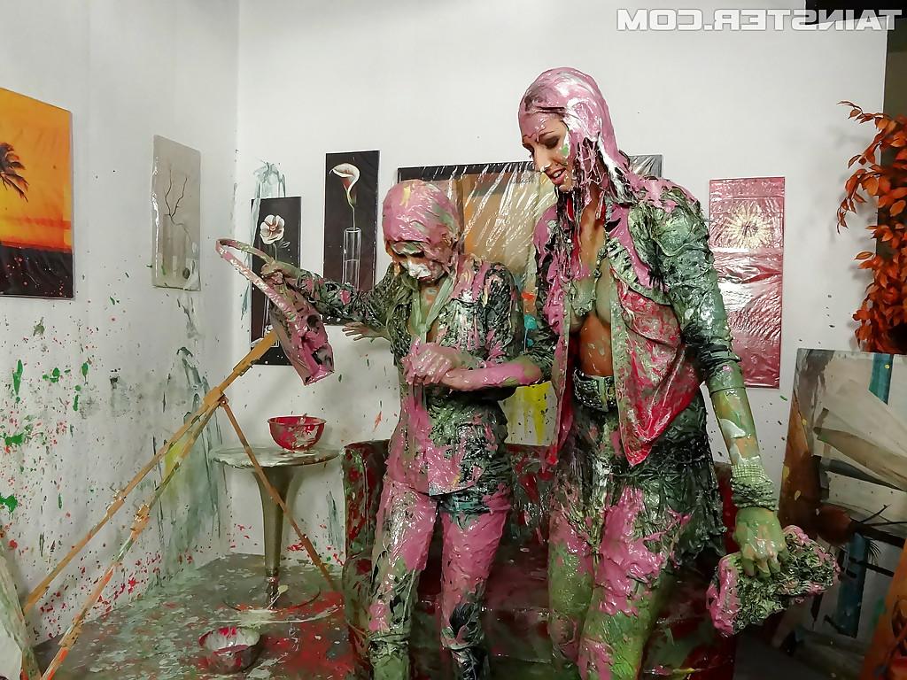 16P Sexy fetish babe Kitty Jane has some messy fully clothed fun with her friends