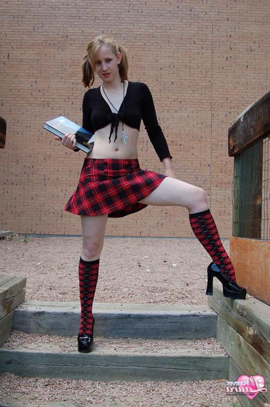 16P Pictures of redhead teen schoolgirl Forever Laura showing you up her skirt