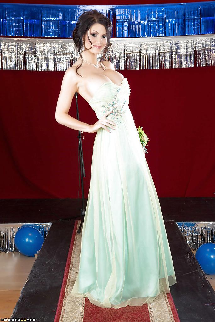 16P Kendall Karson is posing in her fabulous prom dress and hot underwear