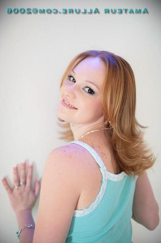 16P Pictures of hot amateur redhead teen Haley swallowing cock