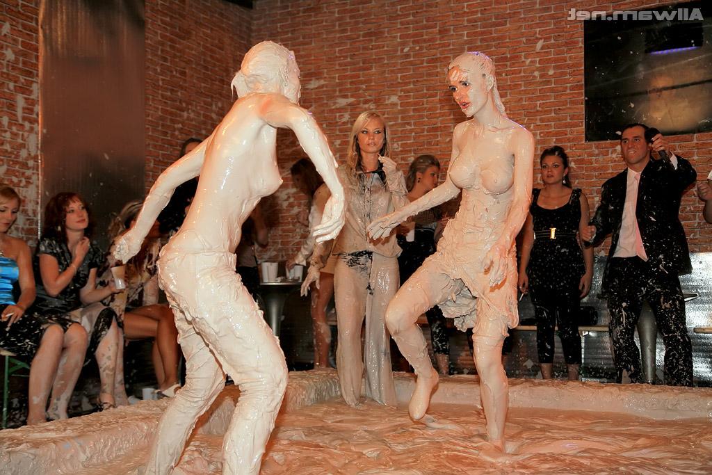 16P Sexy fetish gals Nessa Devil & Lena Cova have some mud wrestling fun
